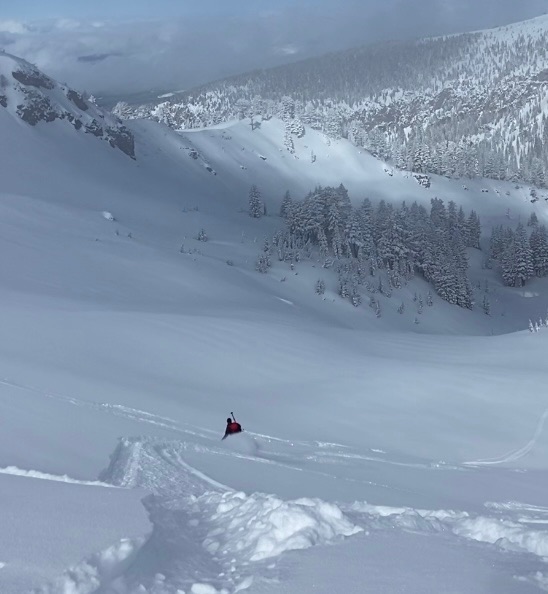 owner splitboarding in Lassen Volcanic National Park