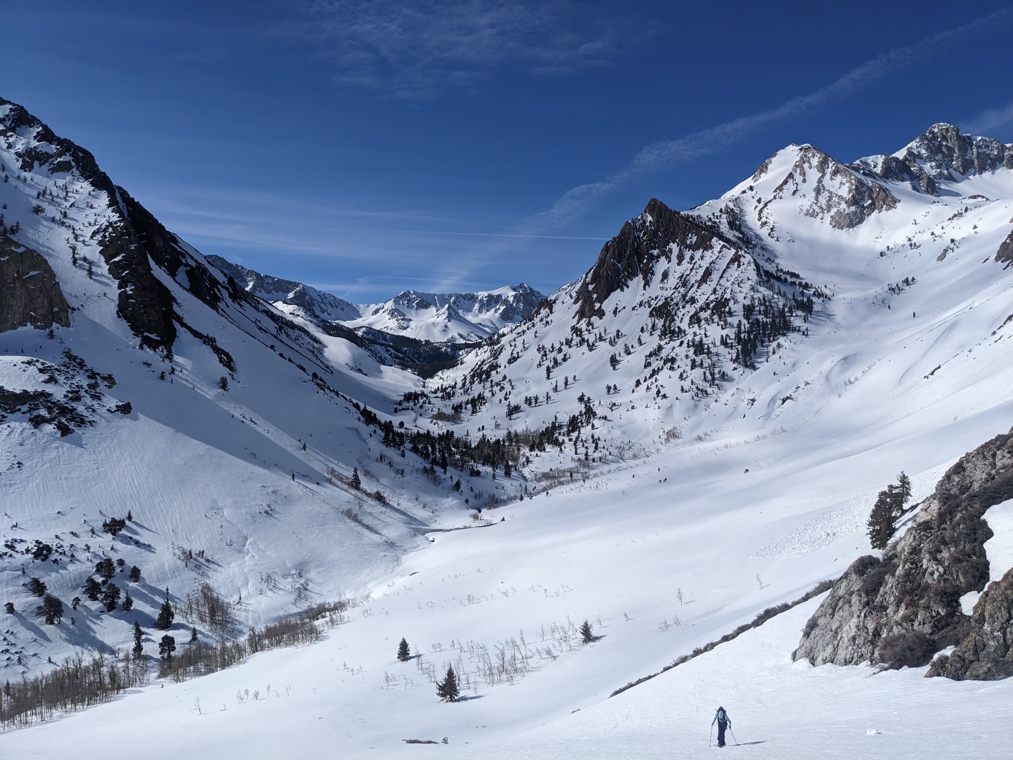 customer splitboarding the eastern sierras